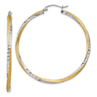Thumbnail for 14k & Rhodium Diamond-cut 2.5mm Twisted Hoop Earrings