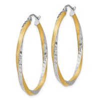 Thumbnail for 14k & Rhodium Diamond-cut 2.5mm Twisted Hoop Earrings