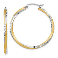 Thumbnail for 14k & Rhodium Diamond-cut 2.5mm Twisted Hoop Earrings