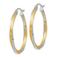 Thumbnail for 14k & Rhodium Diamond-cut 2.5mm Twisted Hoop Earrings