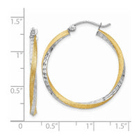 Thumbnail for 14k & Rhodium Diamond-cut 2.5mm Twisted Hoop Earrings