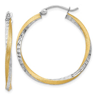 Thumbnail for 14k & Rhodium Diamond-cut 2.5mm Twisted Hoop Earrings