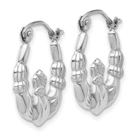 Thumbnail for 14k White Gold Claddagh Hoop Earrings