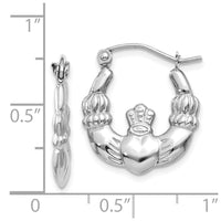 Thumbnail for 14k White Gold Claddagh Hoop Earrings