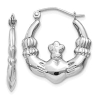 Thumbnail for 14k White Gold Claddagh Hoop Earrings