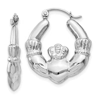 Thumbnail for 14k White Gold Claddagh Hoop Earrings