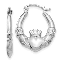 Thumbnail for 14k White Gold Claddagh Hoop Earrings