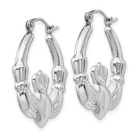 Thumbnail for 14k White Gold Claddagh Hoop Earrings
