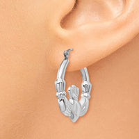 Thumbnail for 14k White Gold Claddagh Hoop Earrings