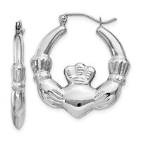 Thumbnail for 14k White Gold Claddagh Hoop Earrings
