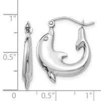Thumbnail for 14k White Gold Polished Dolphin Hoop Earrings