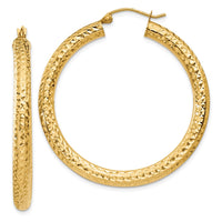 Thumbnail for 14k Diamond-cut 4mm Round Hoop Earrings