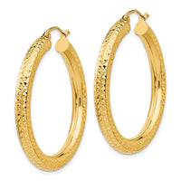 Thumbnail for 14k Diamond-cut 4mm Round Hoop Earrings