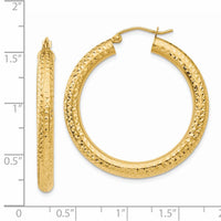 Thumbnail for 14k Diamond-cut 4mm Round Hoop Earrings