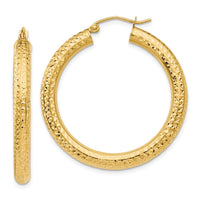 Thumbnail for 14k Diamond-cut 4mm Round Hoop Earrings