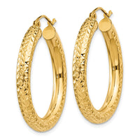 Thumbnail for 14k Diamond-cut 4mm Round Hoop Earrings