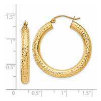 Thumbnail for 14k Diamond-cut 4mm Round Hoop Earrings