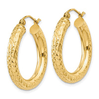 Thumbnail for 14k Diamond-cut 4mm Round Hoop Earrings