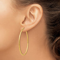 Thumbnail for 14k Diamond-cut 2mm Round Tube Hoop Earrings