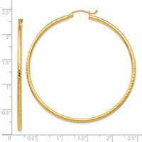 Thumbnail for 14k Diamond-cut 2mm Round Tube Hoop Earrings