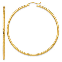 Thumbnail for 14k Diamond-cut 2mm Round Tube Hoop Earrings