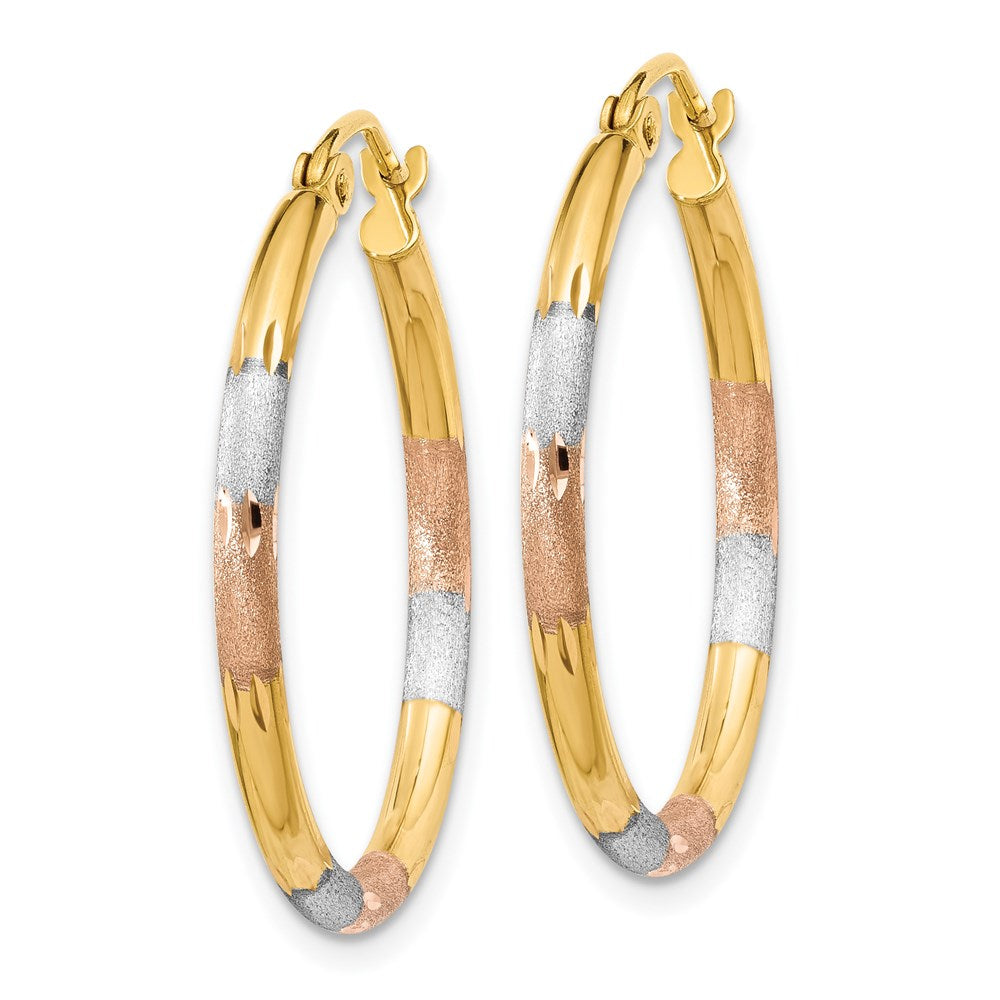 14K Tri-color 2mm Diamond-cut Earrings