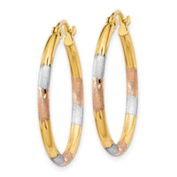 Thumbnail for 14K Tri-color 2mm Diamond-cut Earrings