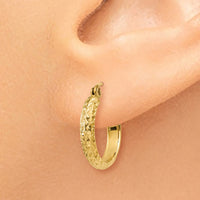 Thumbnail for 14K Diamond-cut 2.8x15mm Hollow Hoop Earrings