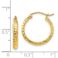 Thumbnail for 14K Diamond-cut 2.8x18mm Hollow Hoop Earrings