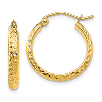Thumbnail for 14K Diamond-cut 2.8x18mm Hollow Hoop Earrings