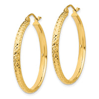 Thumbnail for 14K Diamond-cut 2.8x30mm Hollow Hoop Earrings