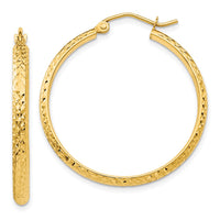 Thumbnail for 14K Diamond-cut 2.8x30mm Hollow Hoop Earrings