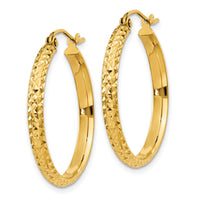 Thumbnail for 14K Diamond-cut 2.8x25mm Hollow Hoop Earrings
