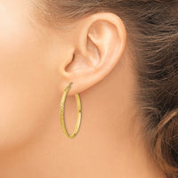 Thumbnail for 14K Diamond-cut 2.8x37mm Hollow Hoop Earrings