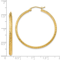 Thumbnail for 14K Diamond-cut 2.8x37mm Hollow Hoop Earrings