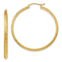 Thumbnail for 14K Diamond-cut 2.8x37mm Hollow Hoop Earrings