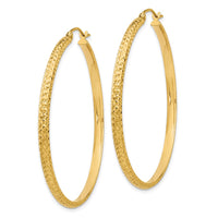 Thumbnail for 14K Diamond-cut 2.8x46mm Hollow Hoop Earrings