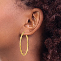 Thumbnail for 14K Diamond-cut 2.8x46mm Hollow Hoop Earrings