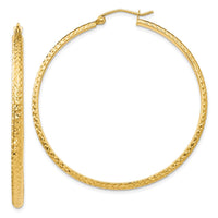Thumbnail for 14K Diamond-cut 2.8x46mm Hollow Hoop Earrings