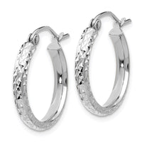Thumbnail for 14K White Gold Diamond-cut 2.8x18mm Hollow Hoop Earrings