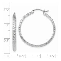 Thumbnail for 14K White Gold Diamond-cut 2.8x30mm Hollow Hoop Earrings
