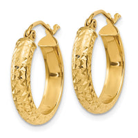 Thumbnail for 14K Diamond-cut 3.5x17mm Hollow Hoop Earrings