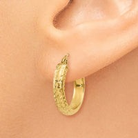 Thumbnail for 14K Diamond-cut 3.5x17mm Hollow Hoop Earrings
