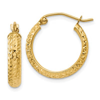 Thumbnail for 14K Diamond-cut 3.5x17mm Hollow Hoop Earrings