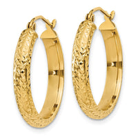 Thumbnail for 14K Diamond-cut 3.5x22mm Hollow Hoop Earrings