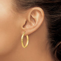 Thumbnail for 14K Diamond-cut 3.5x28mm Hollow Hoop Earrings
