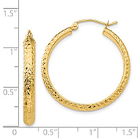 Thumbnail for 14K Diamond-cut 3.5x28mm Hollow Hoop Earrings