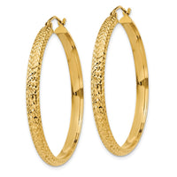 Thumbnail for 14K Diamond-cut 3.5x38mm Hollow Hoop Earrings