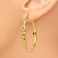 Thumbnail for 14K Diamond-cut 3.5x38mm Hollow Hoop Earrings