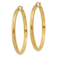 Thumbnail for 14K Diamond-cut 3.5x46mm Hollow Hoop Earrings